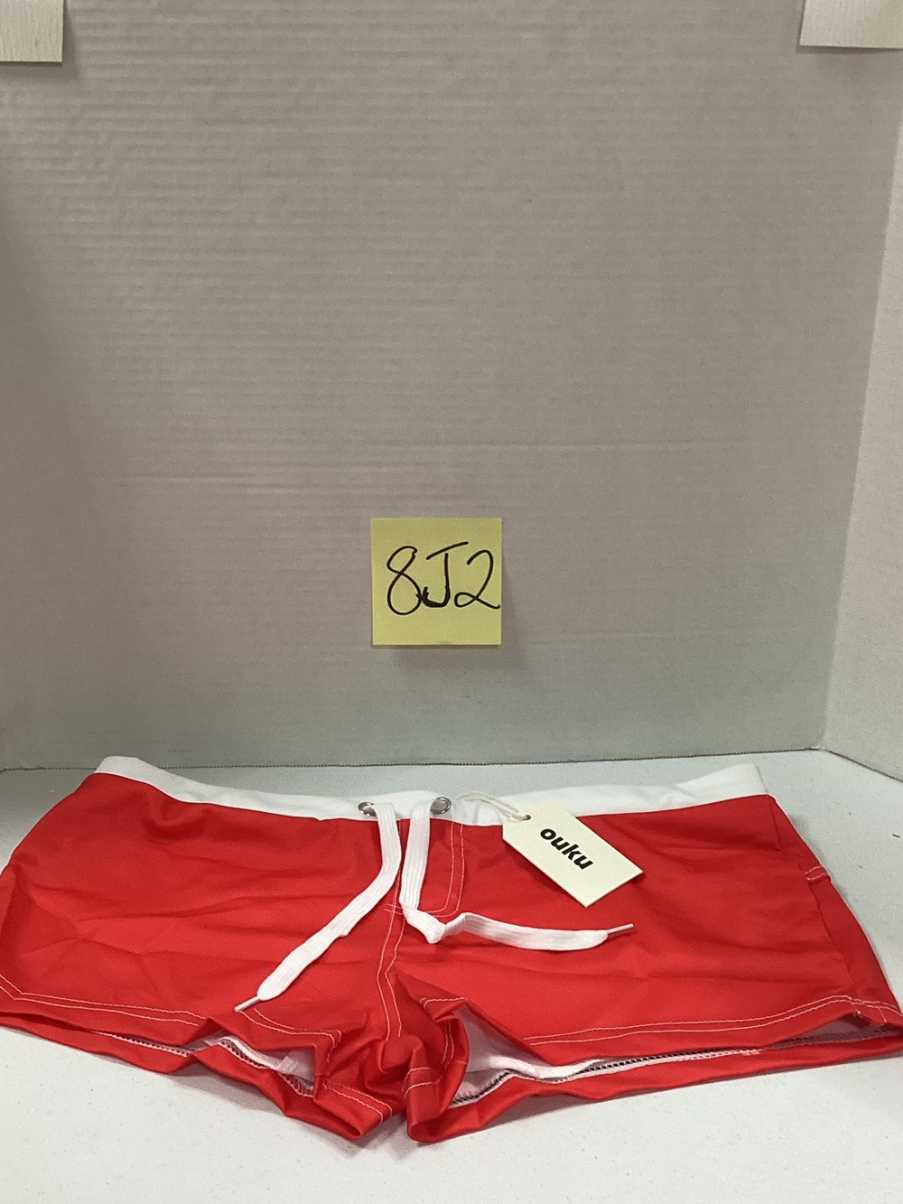 Red Women's Athletic Swim Shorts with Drawstring